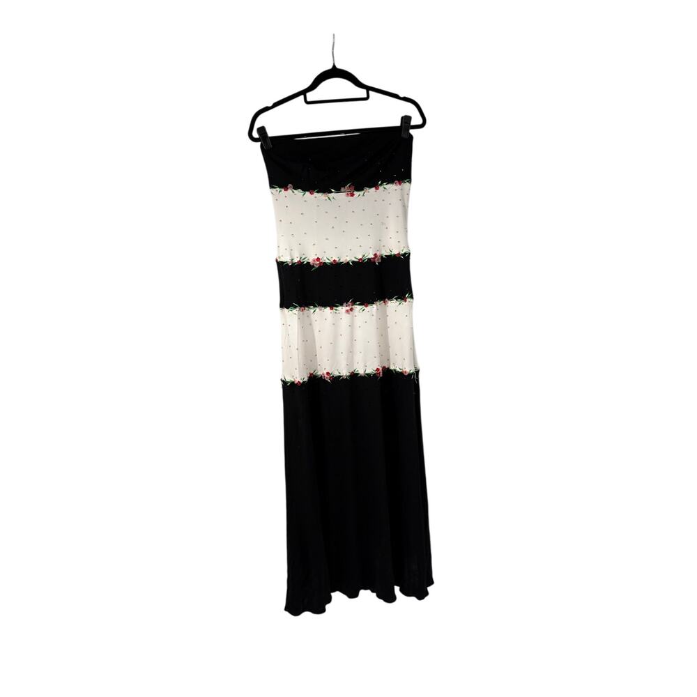 90’s Rimini Black White Rosette Embroidered Formal Prom Dress 8 Womens